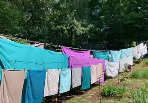 Drying the bedsheets